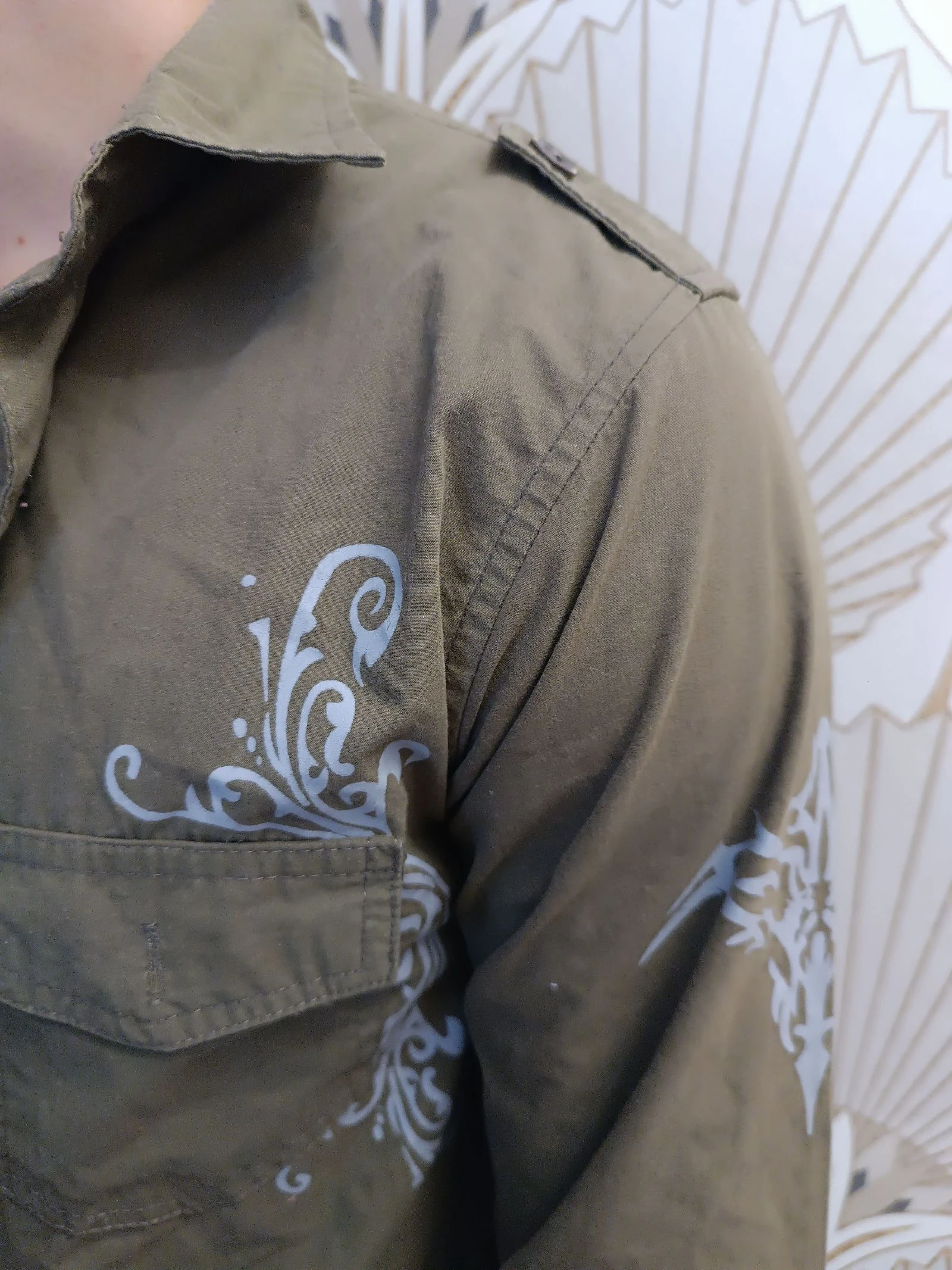 Camisa cáqui de manga longa estampada estilo streetwear tamanho 14 – photo 4